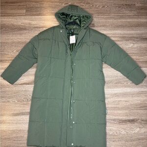 Missguided Women's Green Hooded Puffer Coat